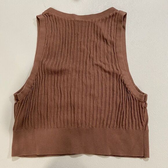 Free People Intimately Ribbed Knit Button Vest Tank Top Brown Size M - Picture 2 of 6